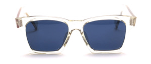 Transparent vintage 80s sunglasses with dark gray lenses