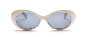 White 1960s Jacky O glasses with gray lenses