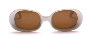 Attractive white acetate sunglasses from the 70s with an inward curved outer edge