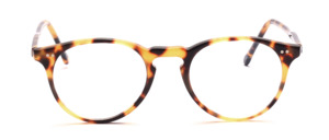 Classic masculine patterned panto eyeglasses with keyhole bridge in bright tortoiseshell