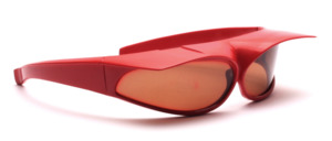 Space glasses with roof from the 80s in red with brown lenses
