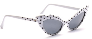 Funny cat eye sunglasses from the 80s in white with black dots