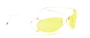 Sporty sunglasses in transparent with wide temples and yellow lenses