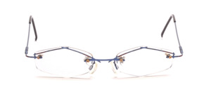 Half-rim stainless steel frame in dark blue with red elements and with flexible hinge