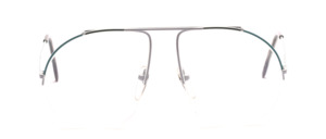 Half-rim pilot glasses painted in light gray with decor in green and turquoise green