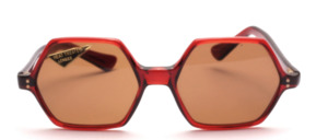 Hexagonal vintage 70s acetate sunglasses in translucent dark red