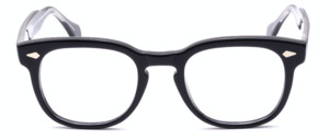 Schwarze Retrobrille im Stil der 60er Jahre mit Schlüssellochsteg und silbernen Ziernieten