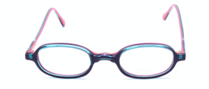 Small oval acetate frame in dark blue with pink backing