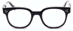 High-quality retro glasses made of acetate in black with round decorative rivets on the side