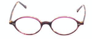 Oval acetate eyeglasses with an inside in tortoise color and lilac outside