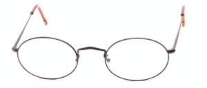 Oval metal eyeglasses in dark brown with flex hinges by Braun Classics
