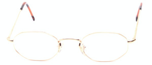 Edgy oval metal eyeglasses in gold with flex hinges