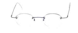 Half rim eyeglasses in panto shape made of stainless steel in blue