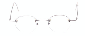 Halbrandbrille aus Edelstahl in Pantoform in matt Grau