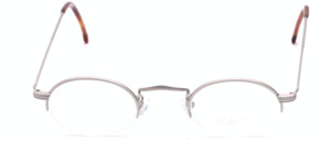 Oval half rim eyeglasses in matt silver with fine engravings