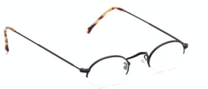 Oval half rim eyeglasses in black with fine engravings