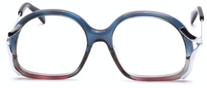 Damenbrille aus den 70er Jahren in Blau-Rot<br />
mit silbernen Metallbügeln