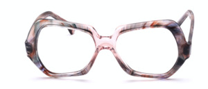 Damenbrille aus den späten 70er Jahren in Rosa-Grau Transparent gemustert