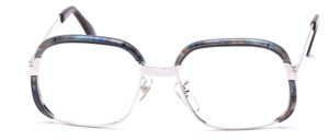 Vintage eyeglasses in silver with a grey patterned cell rim and a Rhodium enrichment