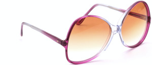 Vintage 70ies sunglasses in translucent blue-purple gradient with brown gradient lenses
