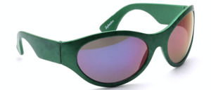 Big green marbled sports sunglasses with grey, blue mirrored lenses by Sylvestro