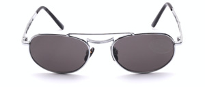 Sporty men sunglasses in silver with double bridge and grey shades with 100% UV protection