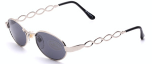 Oval metal sunglasses in silver with grey lenses by Tropical