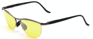 Sporty sunglasses by Tropical, half rim, with yellow lenses and flex arms
