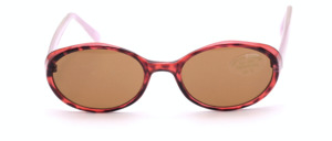 Oval ladies sunglasses in red patterned with rose colored arms by Tropical