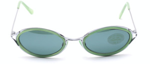 Silver metal sunglasses for ladies with a green cell inlay by Tropical