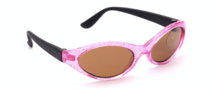 Tropical sunglasses for kids in pink with glitter and black arms