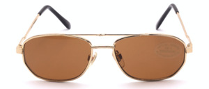 Men sunglasses made of metal in gold with brown lenses and double bridge