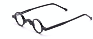 Small round acetate frame in black with flared jaws