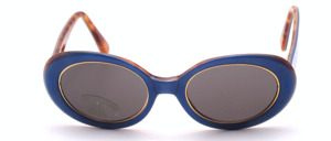 Oval sunglasses in havanna with blue, gold front by Sylvestro