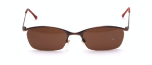 Half rim sunglasses in a dark copper tone with brown lenses by Tropical