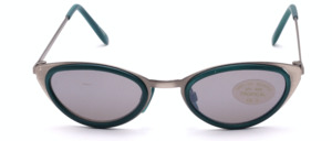 Cat eye sunglasses by tropical in antique silver with a petrol colored plastic inlay
