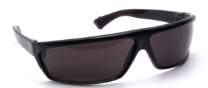 Lightweight black plastic sunglasses in space design from the 1980s