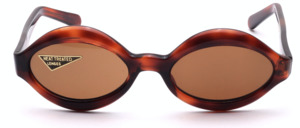 Oval acetate sunglasses in demi amber with brown mineral glass lenses by Selecta