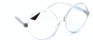 Extremely large blue-transparent 70s sunglasses with very pale blue mineral lenses, so a la Janis Joplin