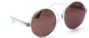 Oversize round 70s sunglasses in translucent light blue with brown mineral glass lenses by Selecta