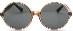 Oversize round sunglasses in brown translucent with grey mineral glass lenses by Selecta