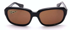 Black acetate sunglasses by Selecta from the 1970s with brown mineral glass lenses