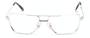 Flat metal eyeglasses for men in silver, rhodium plated, by Selecta