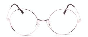 Round metal eyeglasses in silver, rhodium plated, by Selecta