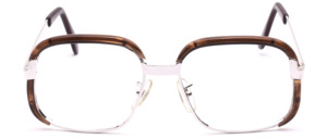 Vintage eyeglasses in silver with a brown patterned cell rim and a Rhodium enrichment
