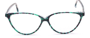 Feminin glasses, Cat eye shape, green-turquoise and red stained frame for women, made by Binocle in France