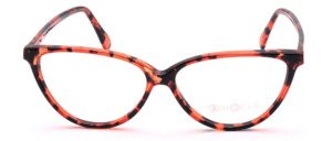 Feminin glasses, Cat eye shape, orange-black stained frame for women, made by Binocle in France