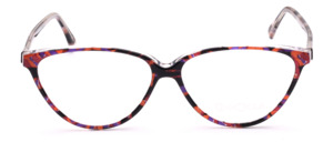Feminin glasses, Cat eye shape, orange-red and purple stained frame for women, made by Binocle in France