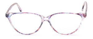 Feminin glasses, Cat eye shape, clear blue-turquoise and red stained frame for women, made by Binocle in France