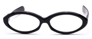 Strong, oval Vintage Glasses for Women, with black Frame, Model: Bagur, From the Brand Indo, made in the 1960s